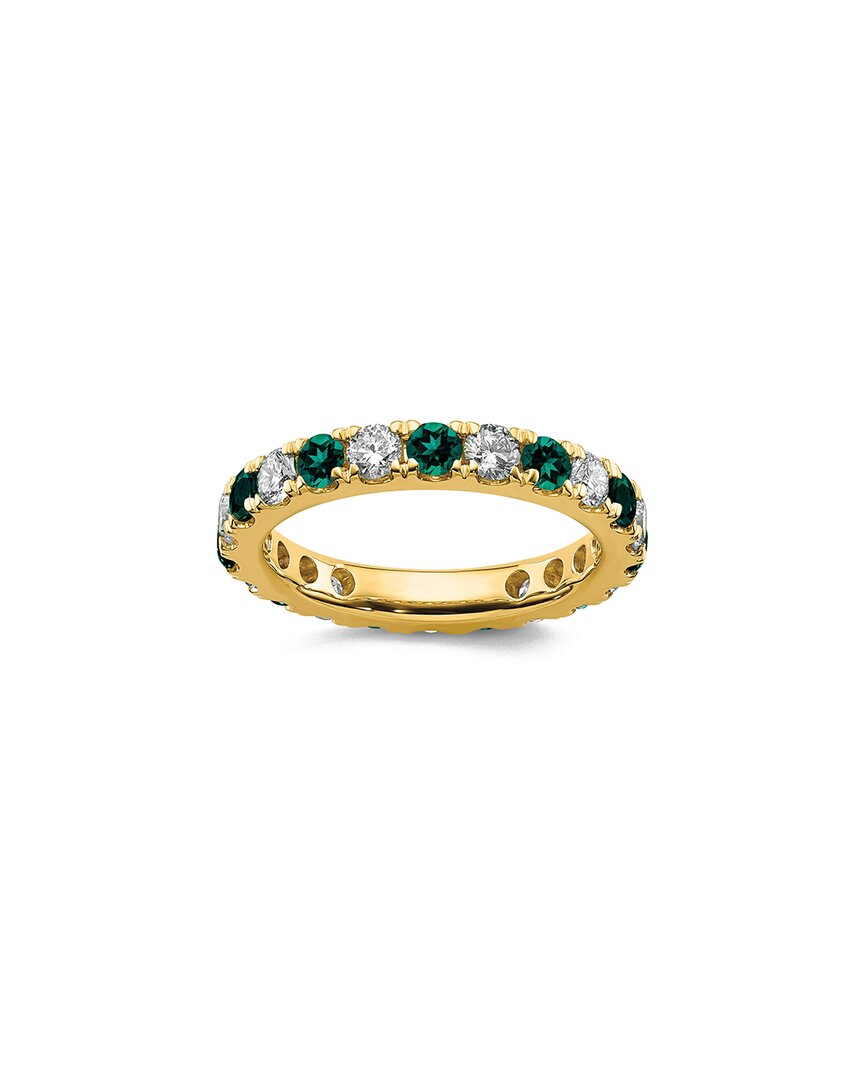Lab Grown Gemstones 14k 1.75 Ct. Tw. Lab-grown Diamond & Lab-grown Emerald Eternity Ring In Gold