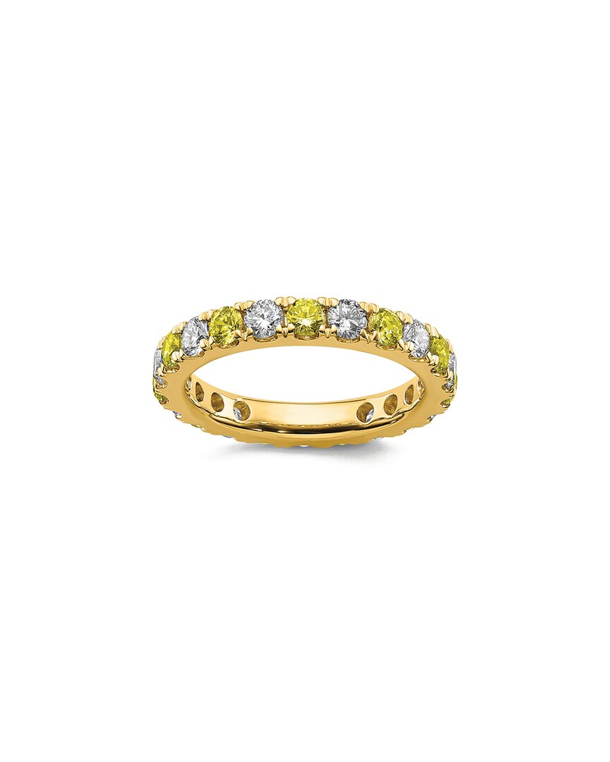 Lab Grown Gemstones 14k 1.15 Ct. Tw. Lab-grown Diamond & Lab-grown Yellow Sapphire Eternity Ring In Gold