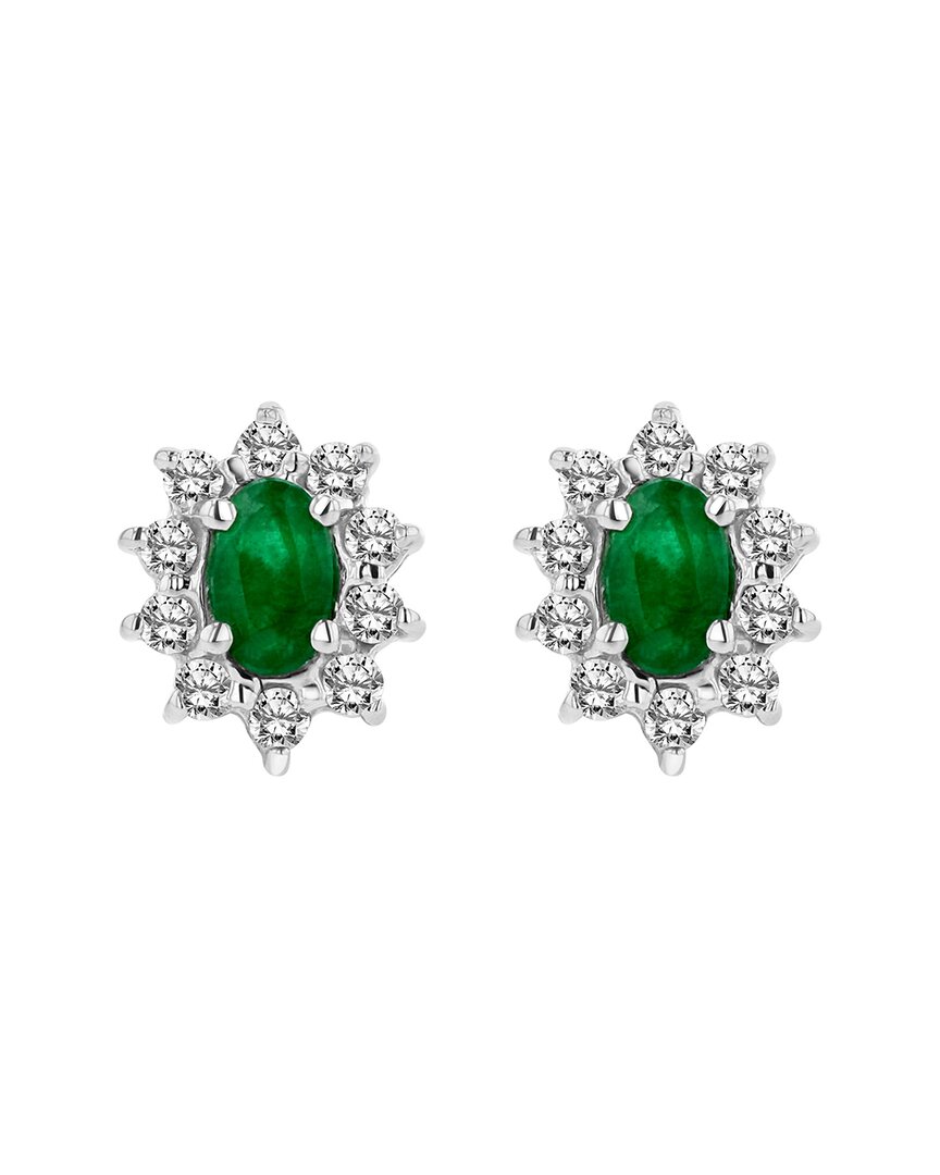 Levaron 14k 0.70 Ct. Tw. Diamond & Emerald Earrings In Green