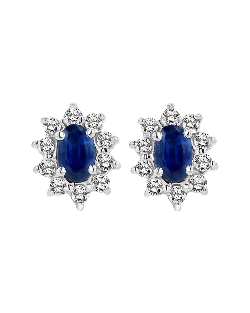 Levaron 14k 0.70 Ct. Tw. Diamond & Sapphire Earrings In Blue