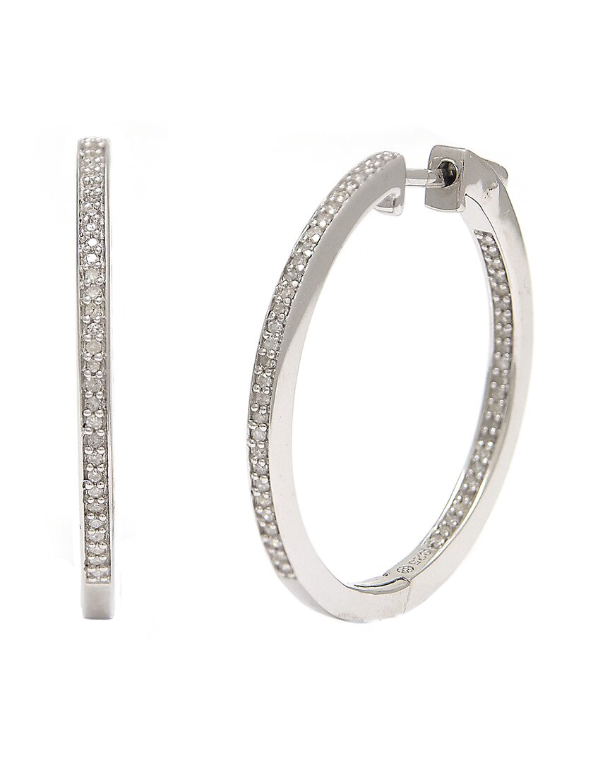 Diamond Select Cuts Silver 0.35 Ct. Tw. Diamond Inside Out Hoops