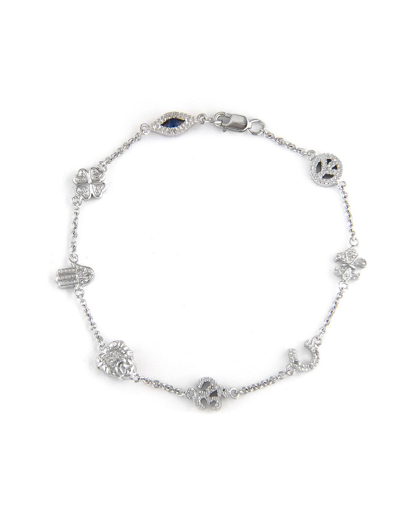 Diamond Select Cuts Silver 0.15 Ct. Tw. Diamond Religious Bracelet
