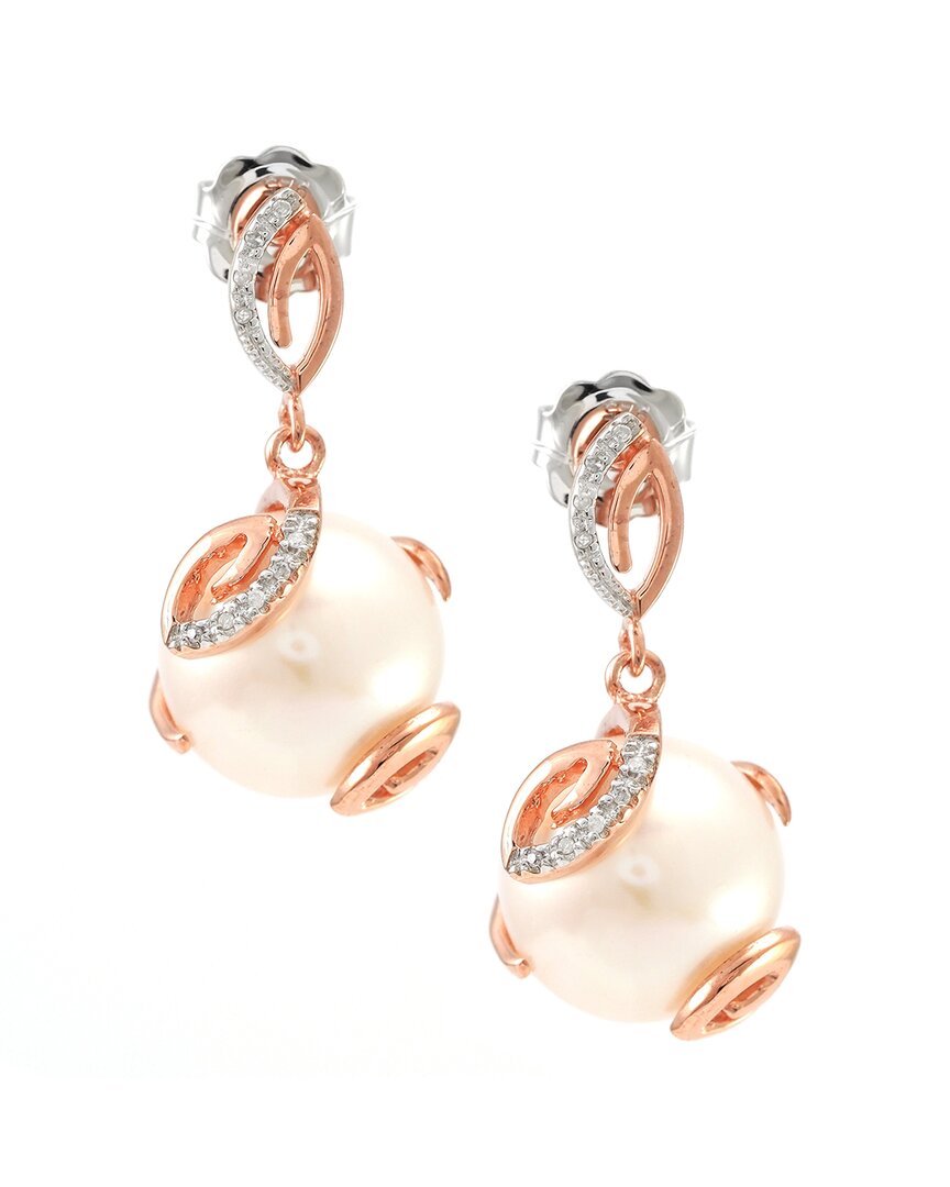 Pearls Silver Diamond 10mm Pearl Earrings