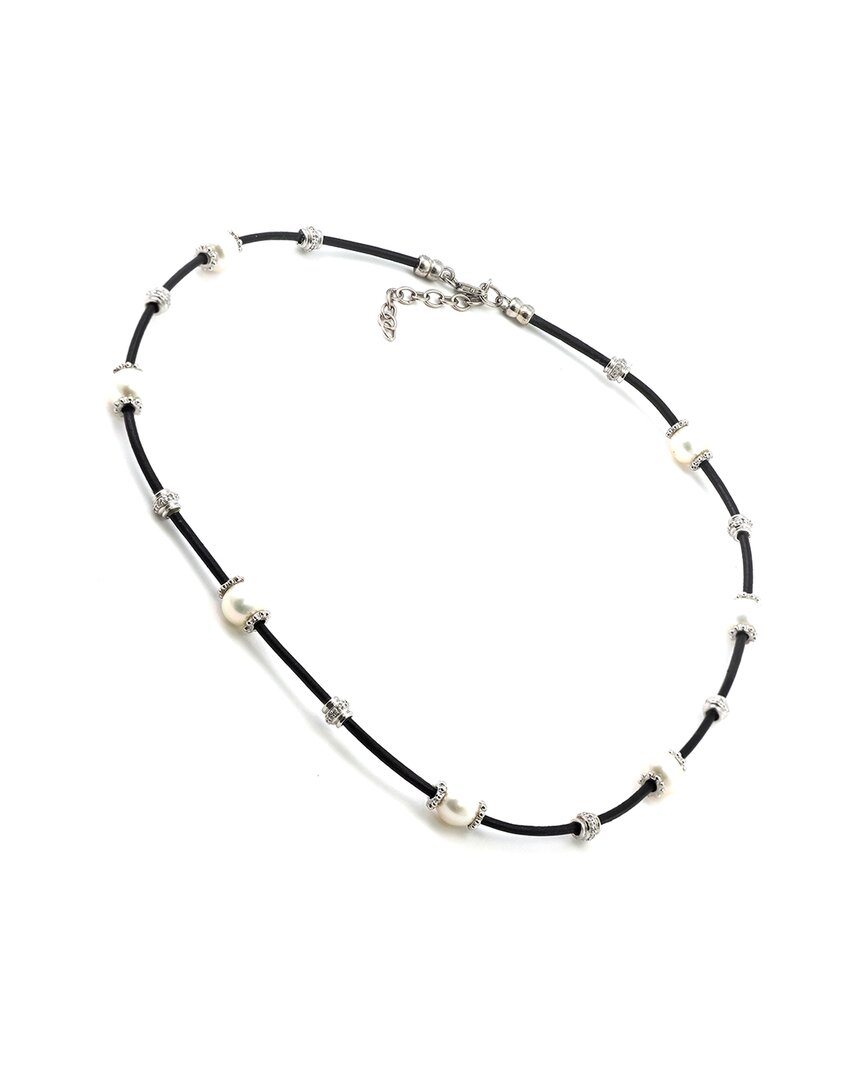 Pearls Silver 0.15 Ct. Tw. Diamond 9.15mm Pearl Necklace