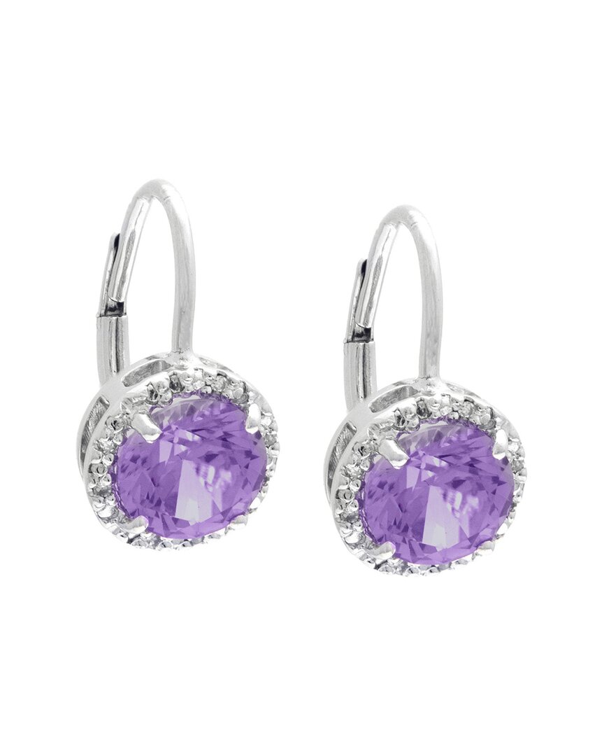 Gemstones Silver 2.62 Ct. Tw. Diamond & Amethyst Earrings