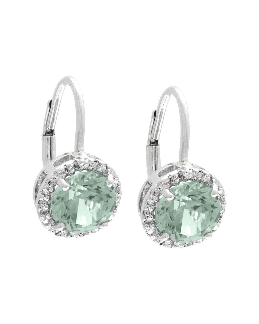 Gemstones Silver 2.59 Ct. Tw. Diamond & Green Amethyst Earrings