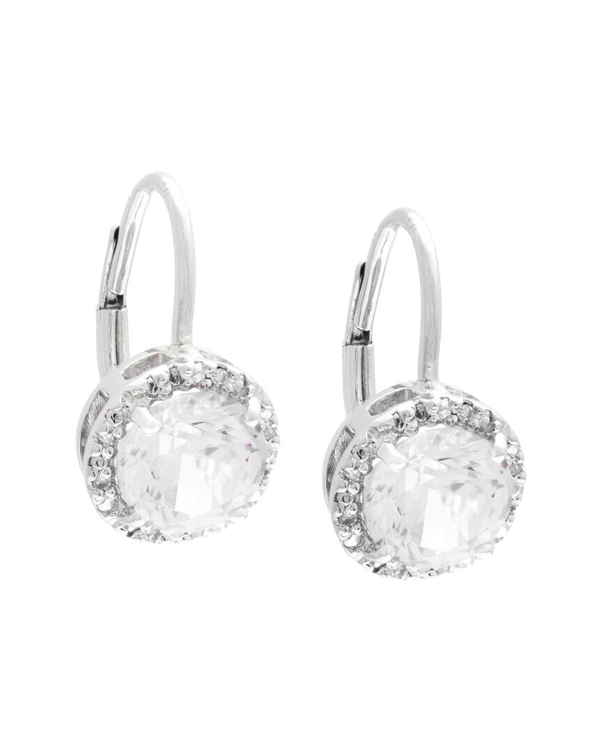 Gemstones Silver 3.17 Ct. Tw. Diamond & White Topaz Earrings
