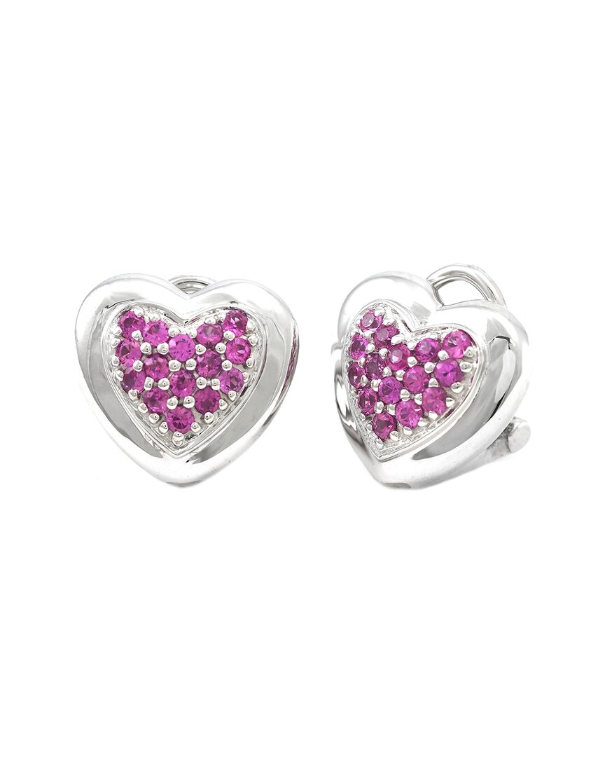 Gemstones Silver 0.93 Ct. Tw. Diamond & Pink Sapphire Earrings