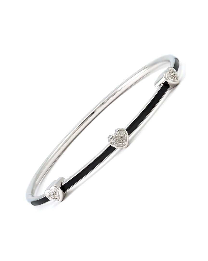 Diamond Select Cuts Silver & Steel 0.03 Ct. Tw. Diamond Heart Bangle Bracelet