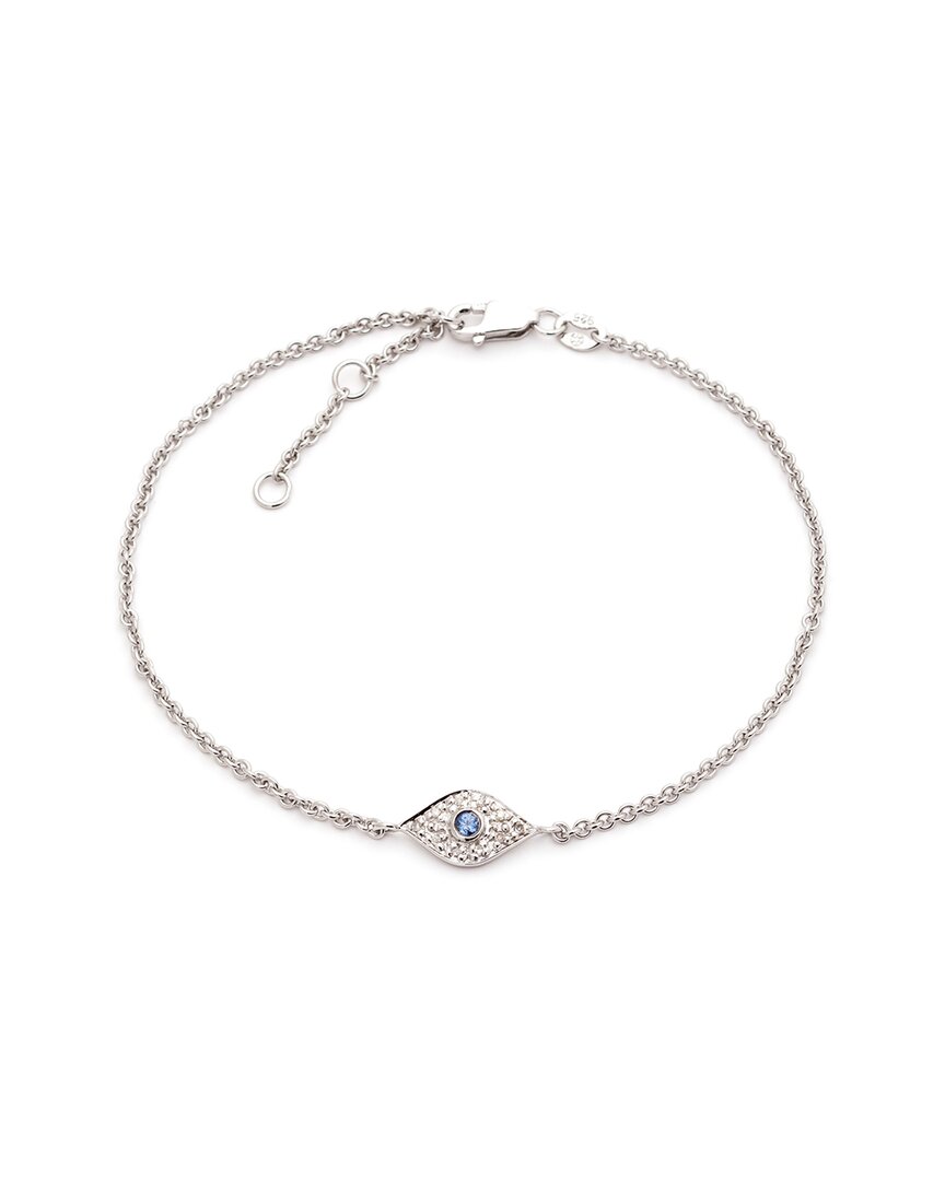 Diamond Select Cuts Silver 0.03 Ct. Tw. Diamond & Sapphire Eye Bracelet