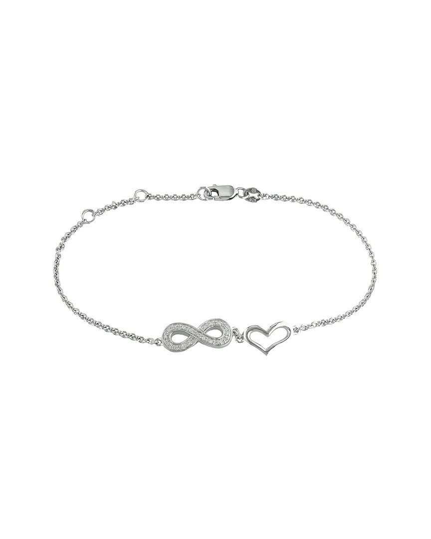 Diamond Select Cuts Silver 0.06 Ct. Tw. Diamond Heart & Infinity Bracelet