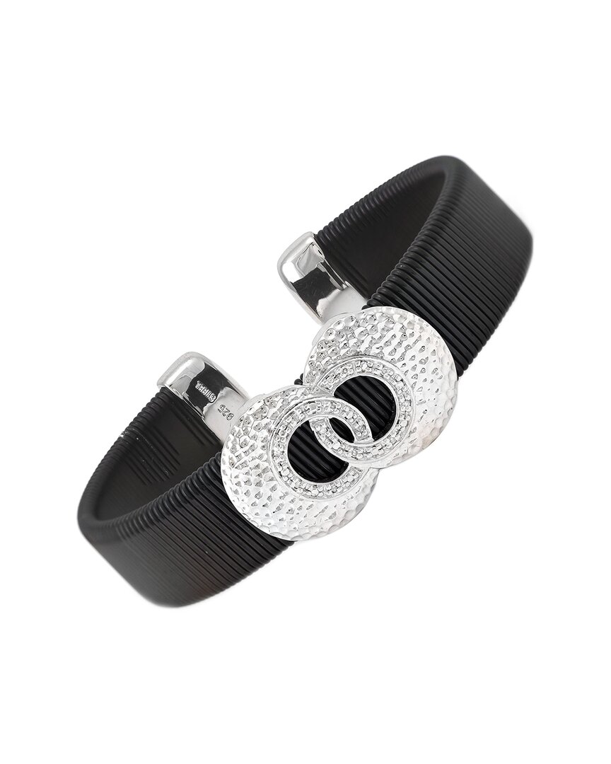 Diamond Select Cuts Silver & Steel 0.05 Ct. Tw. Diamond Bangle Bracelet