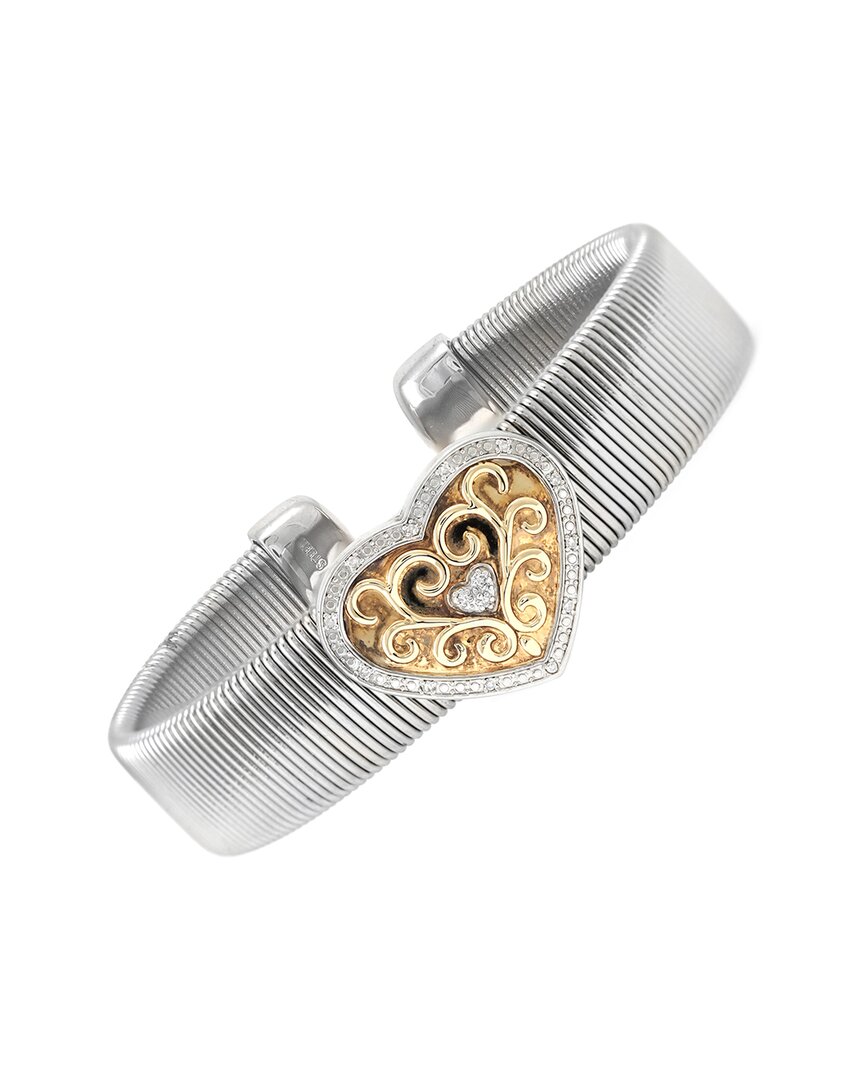 Diamond Select Cuts Silver & Steel 0.06 Ct. Tw. Diamond Bangle Bracelet