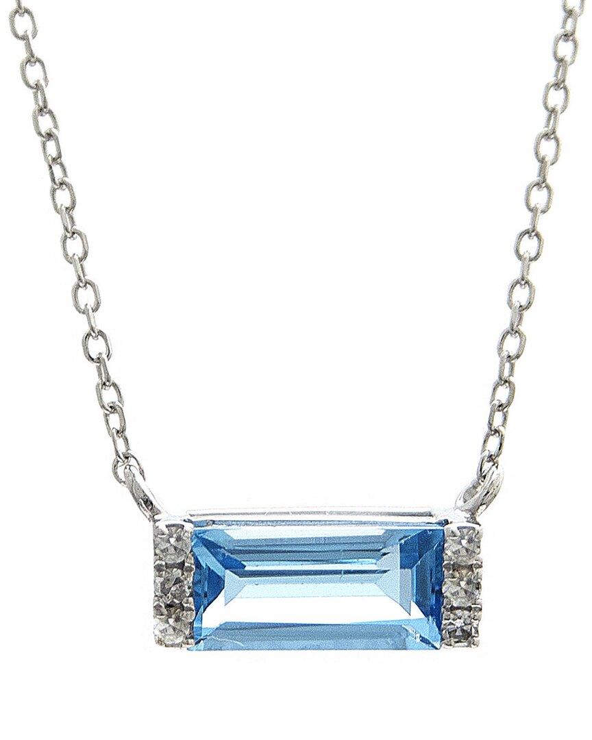Gemstones Silver 0.57 Ct. Tw. Diamond & Blue Topaz Bar Necklace