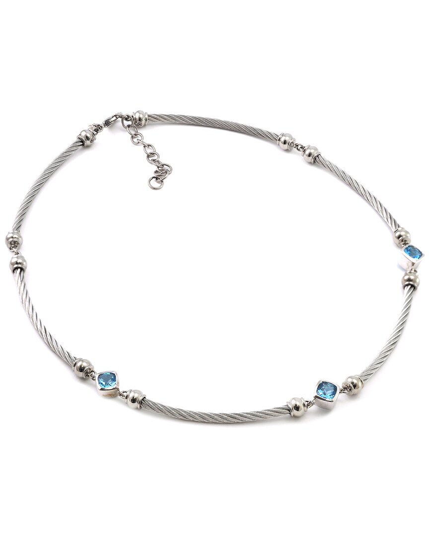 Gemstones Silver & Steel 2.34 Ct. Tw. Diamond & Amethyst Necklace
