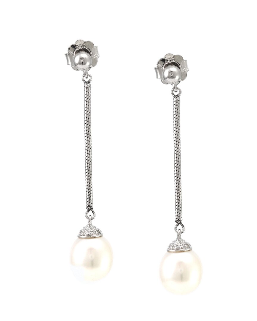 Pearls Silver & Steel Diamond Pearl Earrings