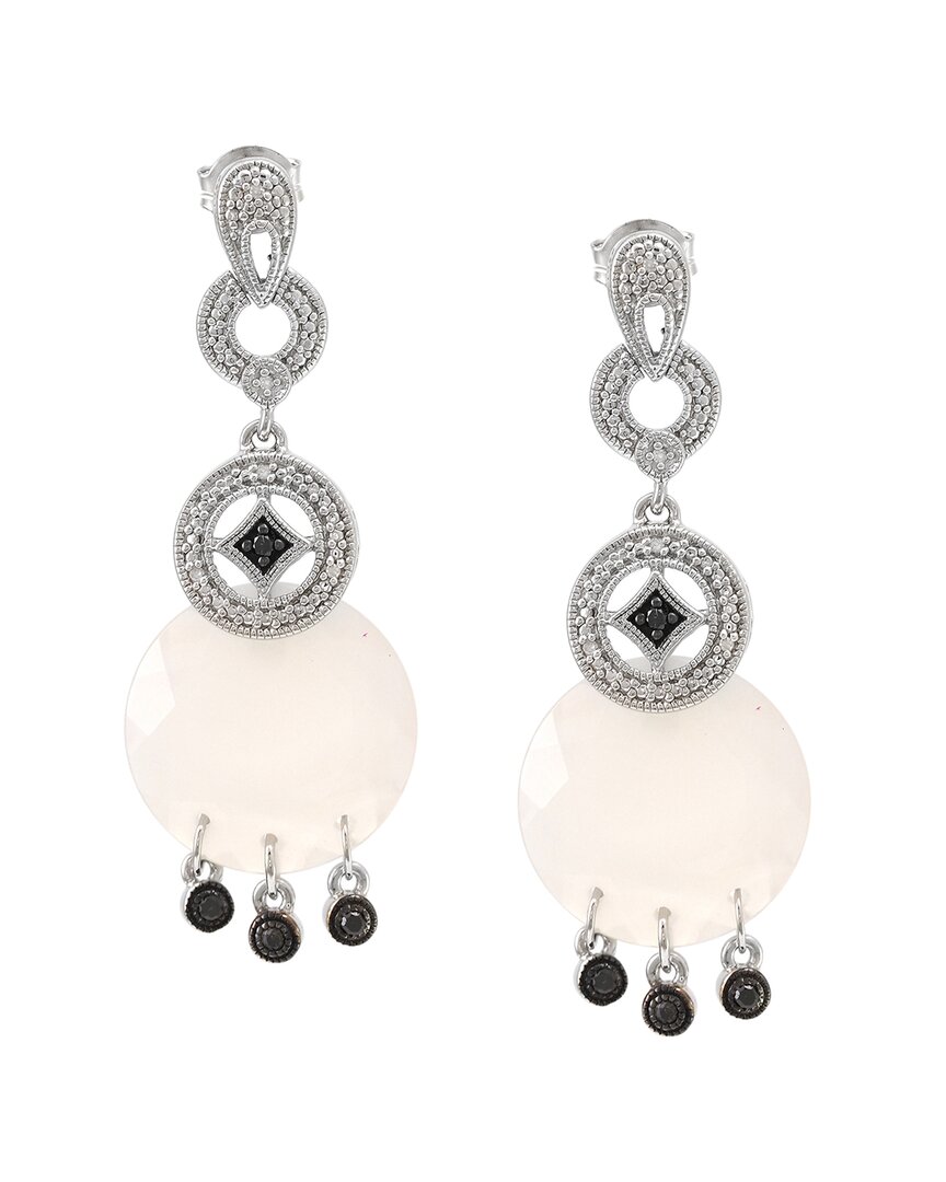 Gemstones Silver 0.14 Ct. Tw. Diamond & Grey Agate Earrings