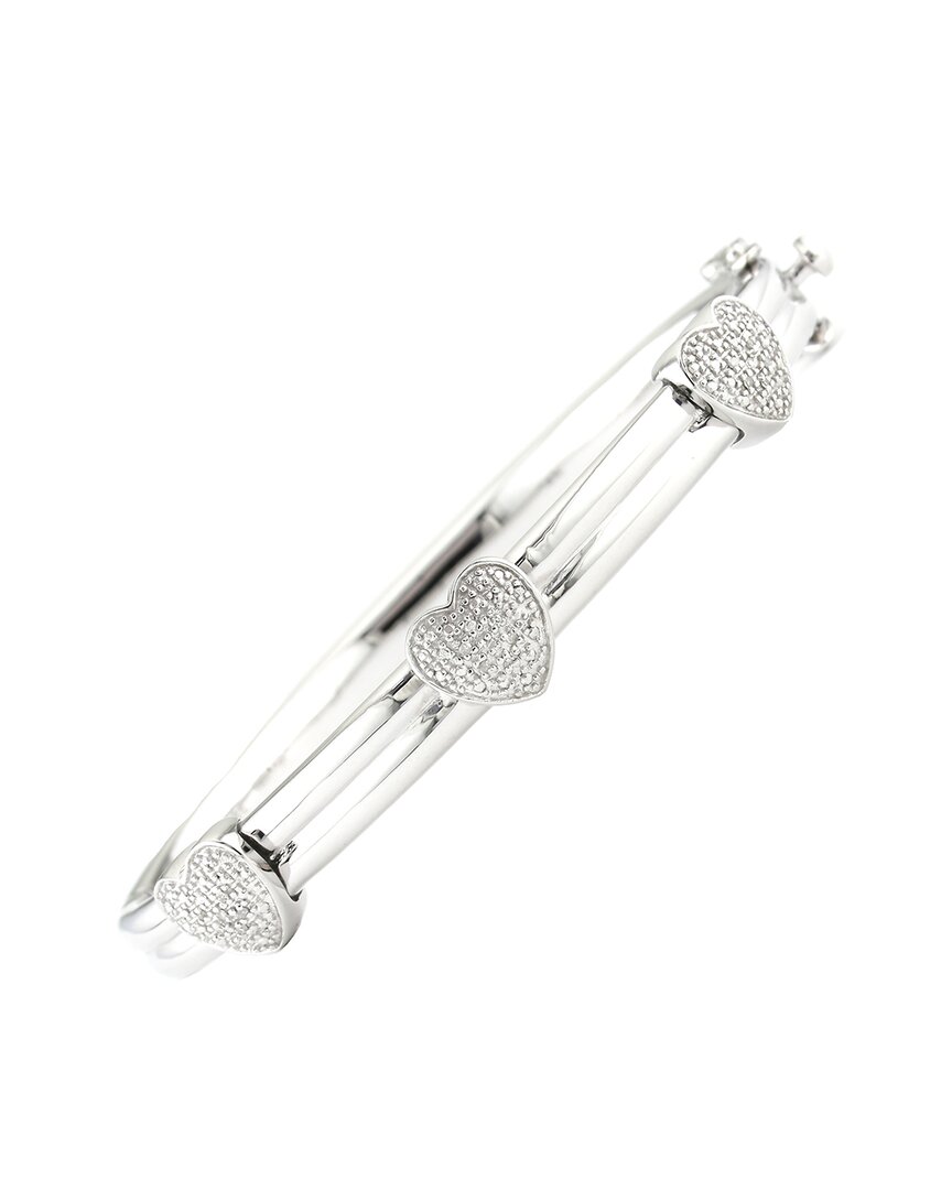 Diamond Select Cuts Silver & Steel 0.05 Ct. Tw. Diamond Heart Bangle Bracelet