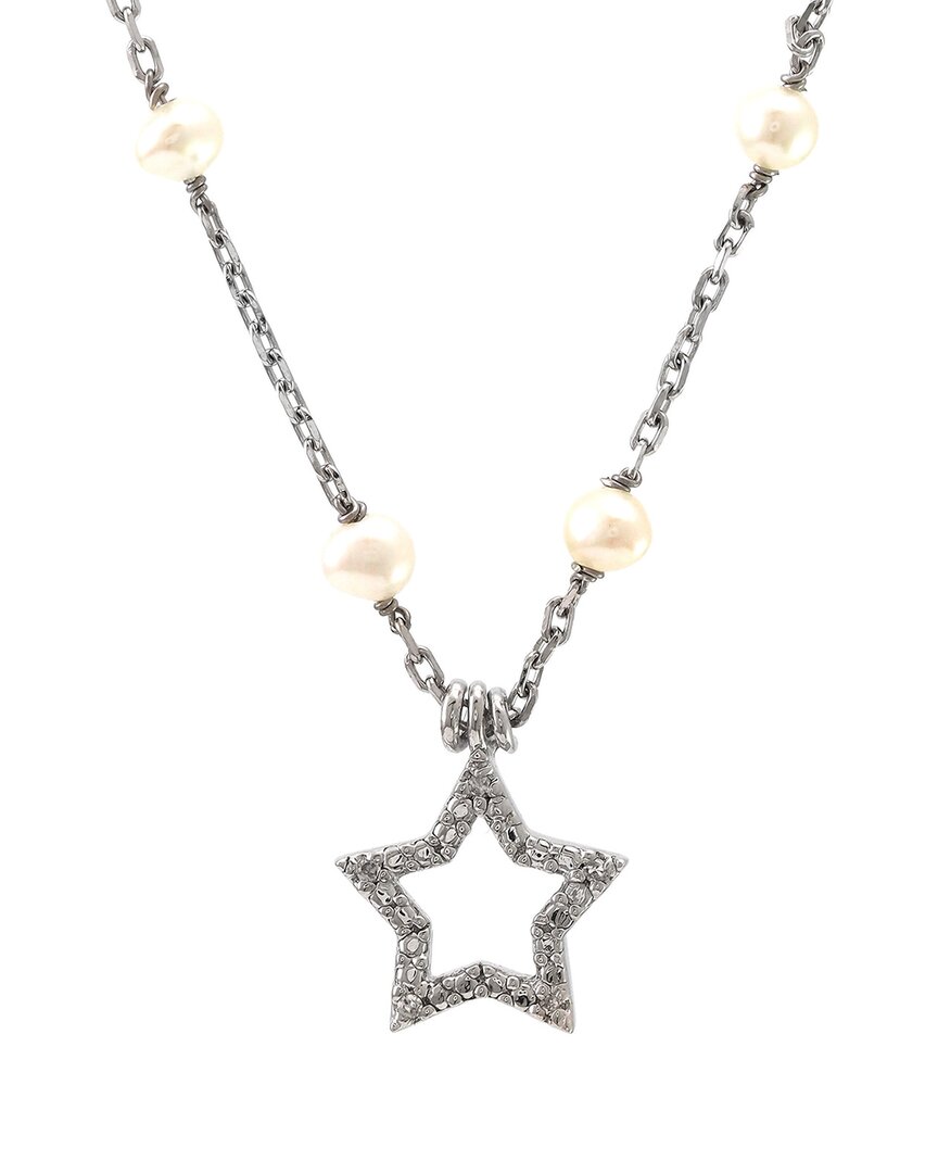 Pearls Silver Diamond 3mm Pearl Star Necklace