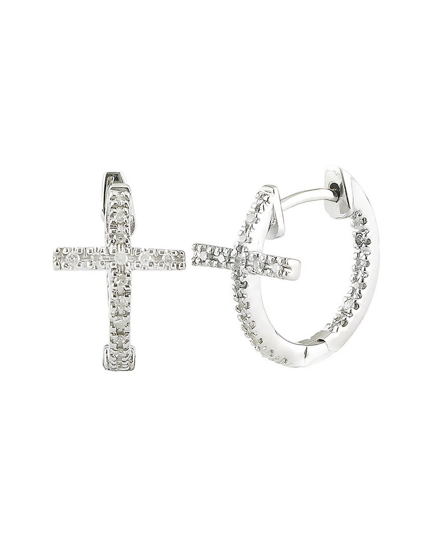 Diamond Select Cuts Silver 0.12 Ct. Tw. Diamond Cross Earrings