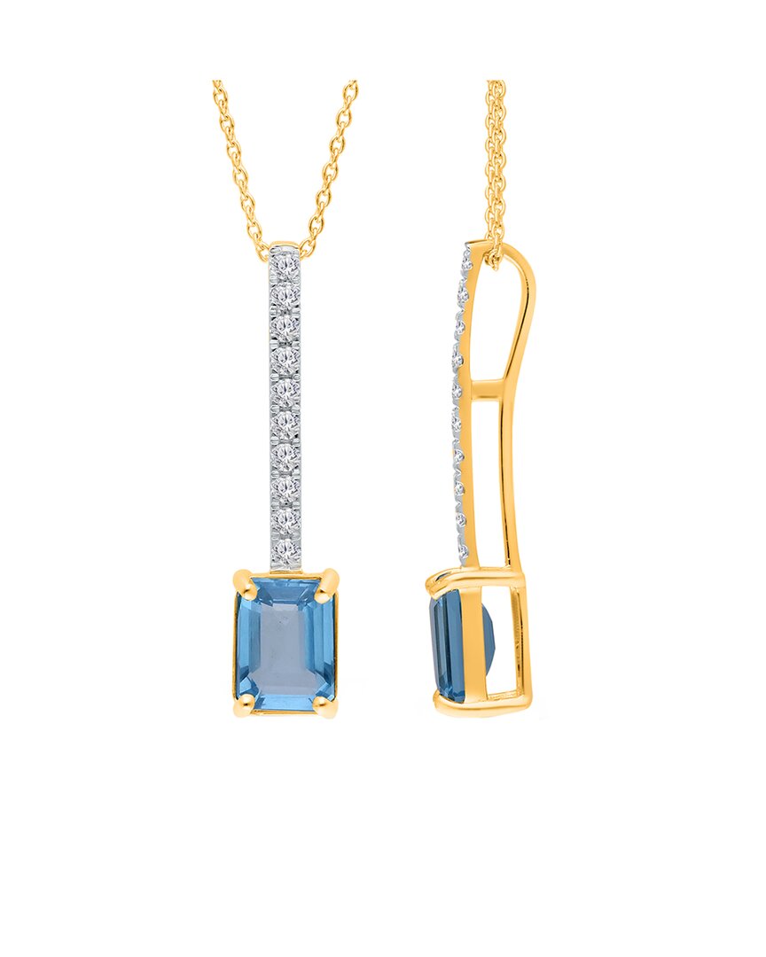 Kallati 14k 2.30 Ct. Tw. Diamond & Blue Topaz Drop Necklace