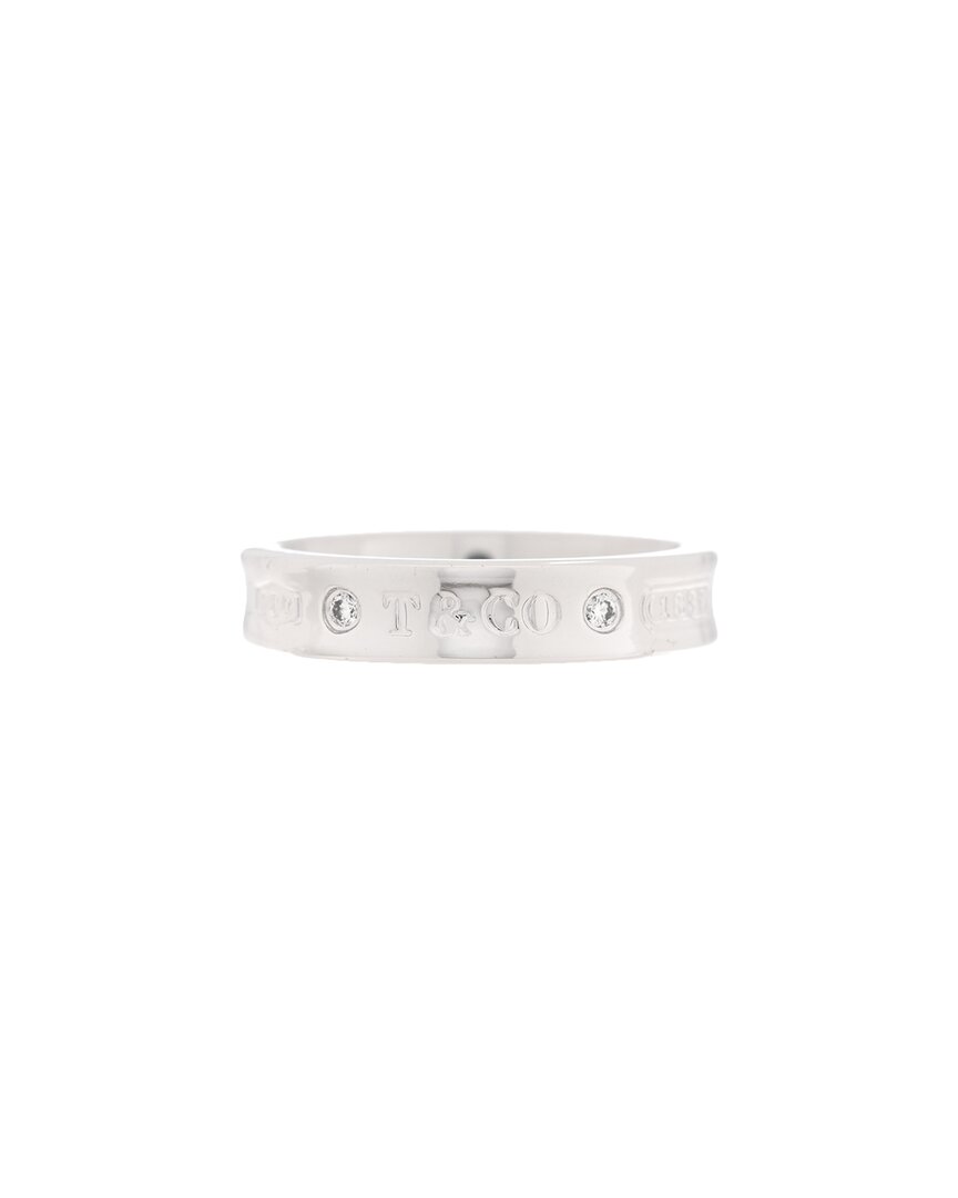 Tiffany & Co . 18k Diamond Narrow 1837 Ring (authentic Pre-loved) In Burgundy