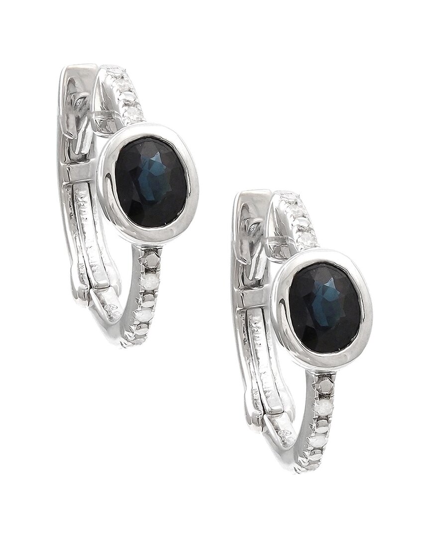 Gemstones 0.87 Ct. Tw. Diamond & Sapphire Silver Earrings