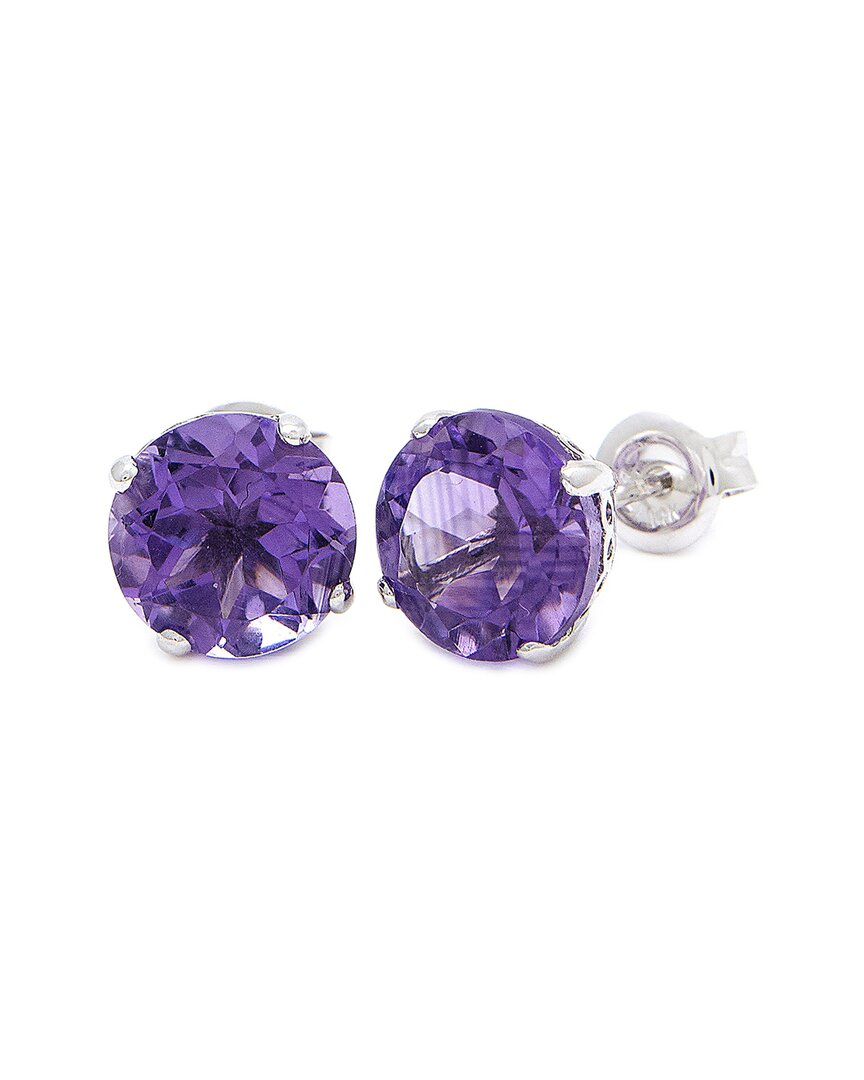 Gemstones 3.40 Ct. Tw. Amethyst 14k Earrings In Purple