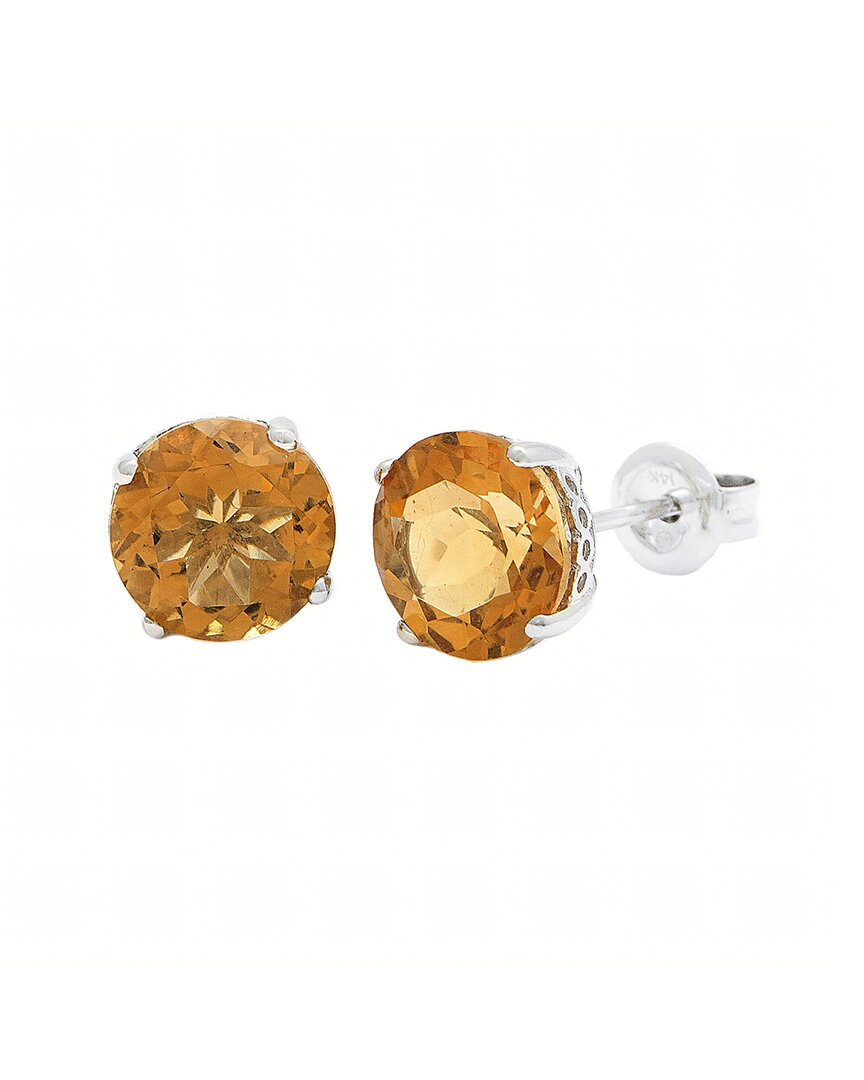 Gemstones 3.60 Ct. Tw. Citrine 14k Earrings In Metallic
