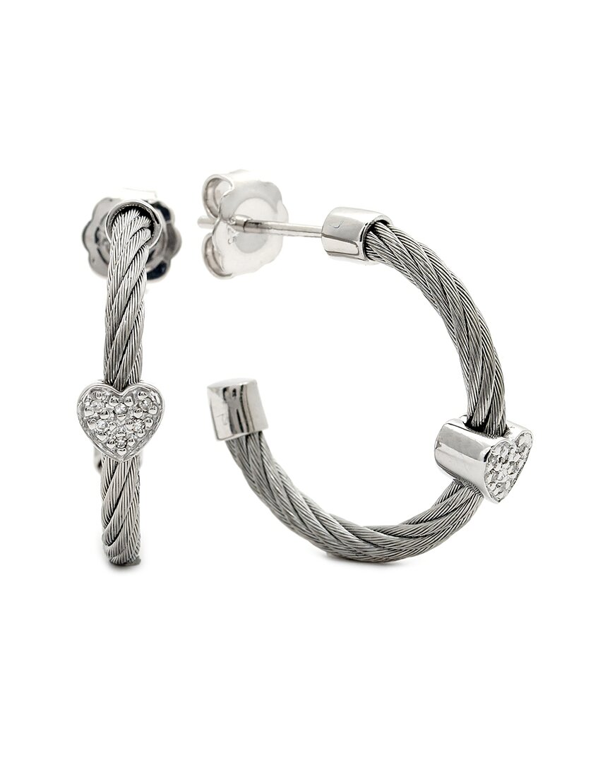 Diamond Select Cuts 0.04 Ct. Tw. Diamond Silver Earrings In Metallic