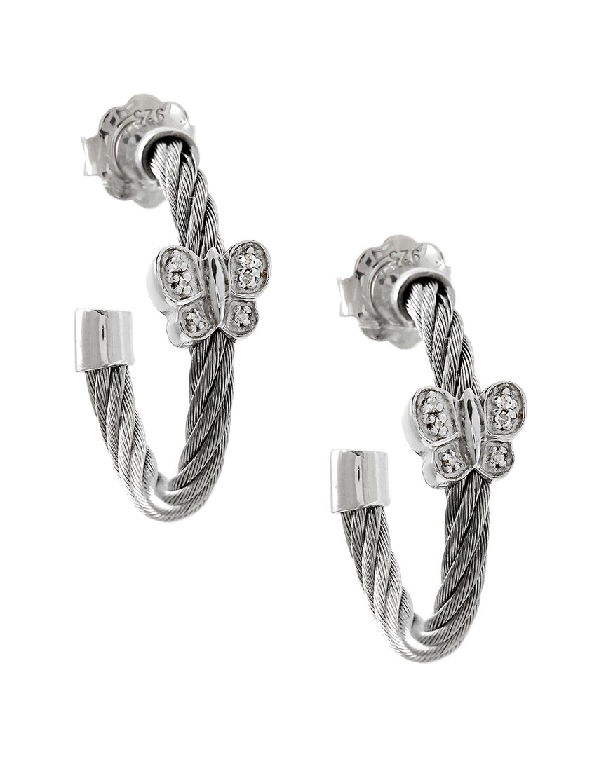 Diamond Select Cuts 0.04 Ct. Tw. Diamond Silver Earrings In Metallic