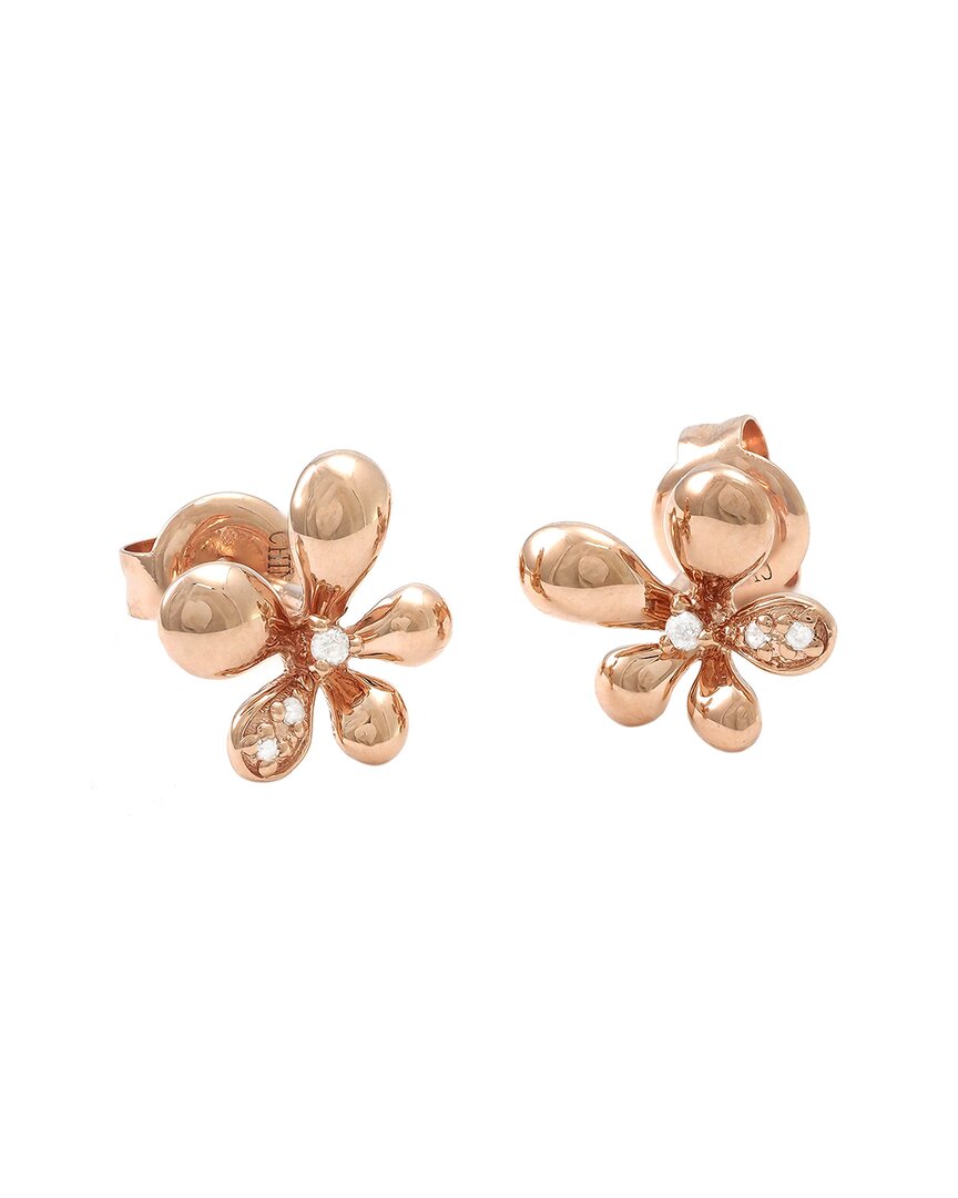 Diamond Select Cuts 0.03 Ct. Tw. Diamond 14k Rose Gold Earrings In Gold