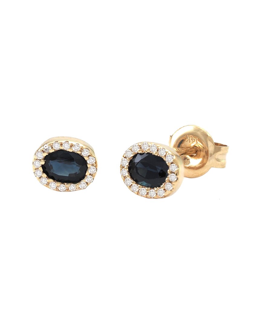 Gemstones 0.53 Ct. Tw. Diamond & Sapphire 14k Earrings In Blue