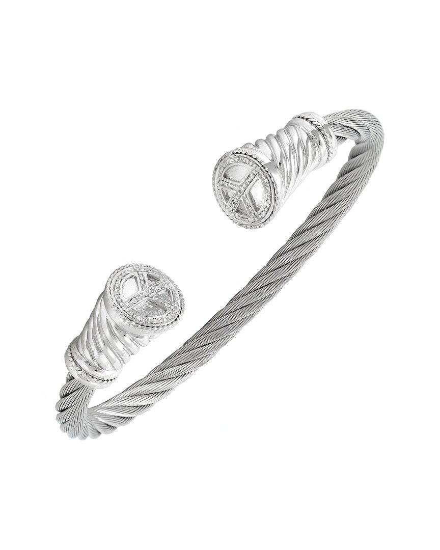 Diamond Select Cuts 0.05 Ct. Tw. Diamond Silver Bangle In Metallic