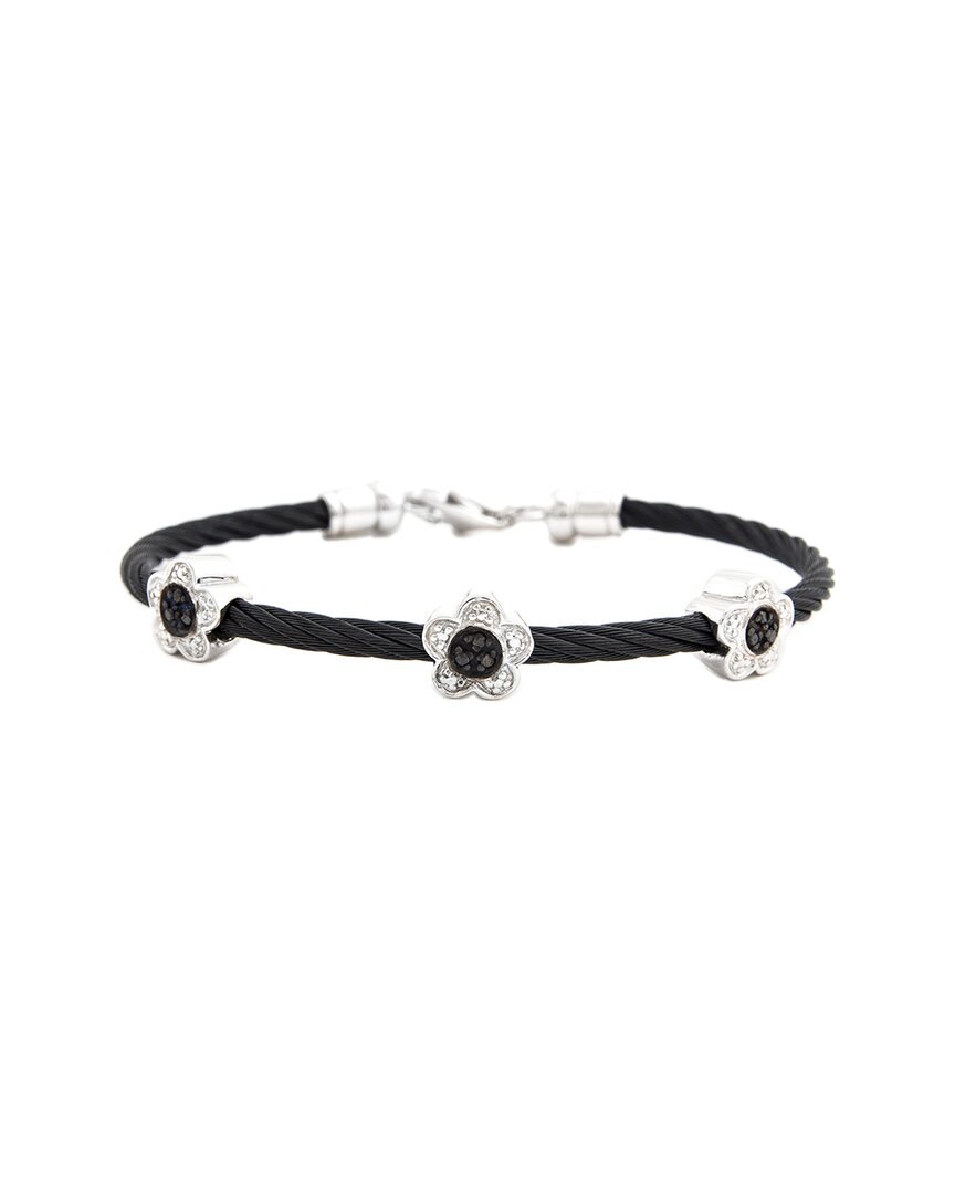 Diamond Select Cuts 0.10 Ct. Tw. Diamond Silver Bangle In Black