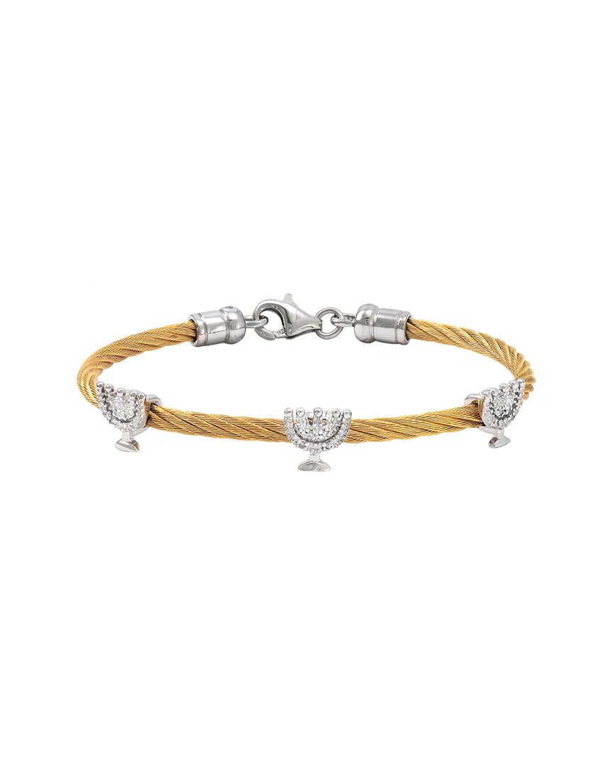 Gemstones 0.05 Ct. Tw. Diamond Silver Bangle