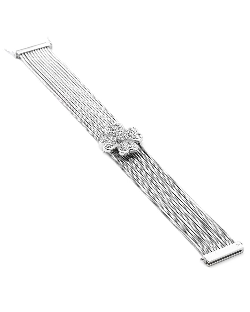 Gemstones 0.10 Ct. Tw. Diamond Silver Bracelet In Metallic