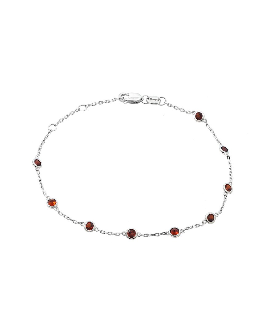Gemstones 1.22 Ct. Tw. Garnet Silver Bracelet In Metallic