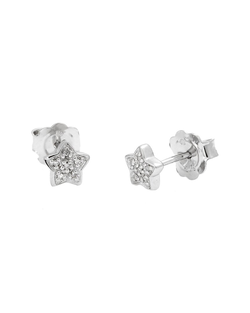 Diamond Select Cuts 0.04 Ct. Tw. Diamond .mm Silver Earrings In Metallic