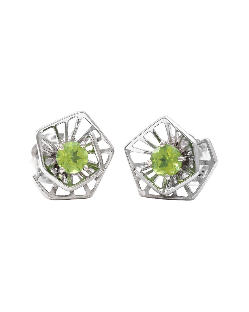 Gemstones 0.58 Ct. Tw. Peridot Silver Earrings In Metallic