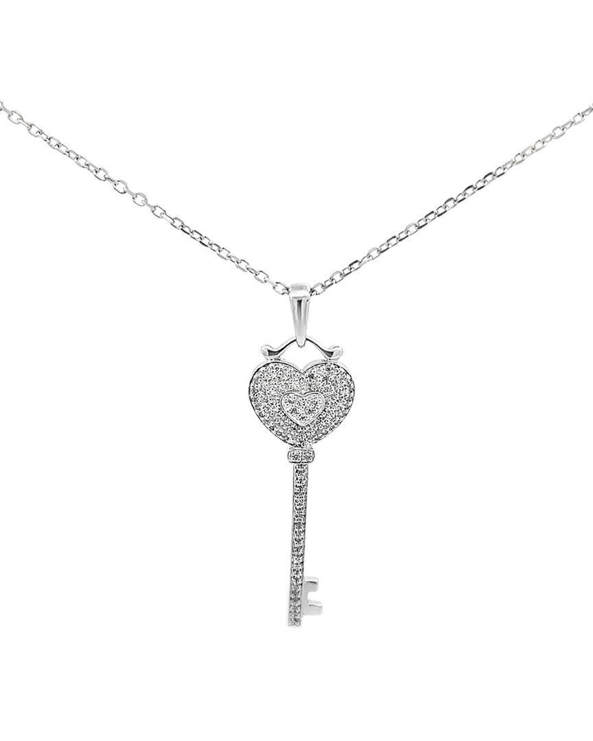 Diamond Select Cuts 0.50 Ct. Tw. Diamond & White Topaz Silver Necklace In Metallic