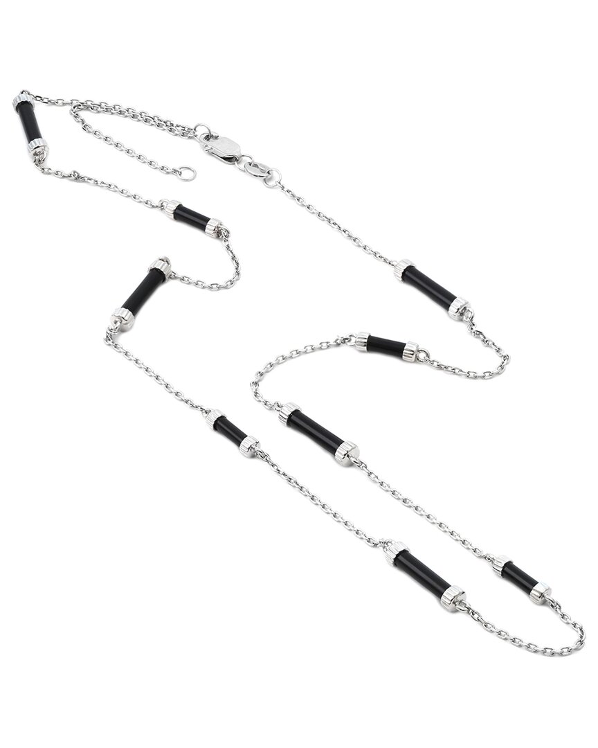 Gemstones Onyx Silver Necklace In Metallic