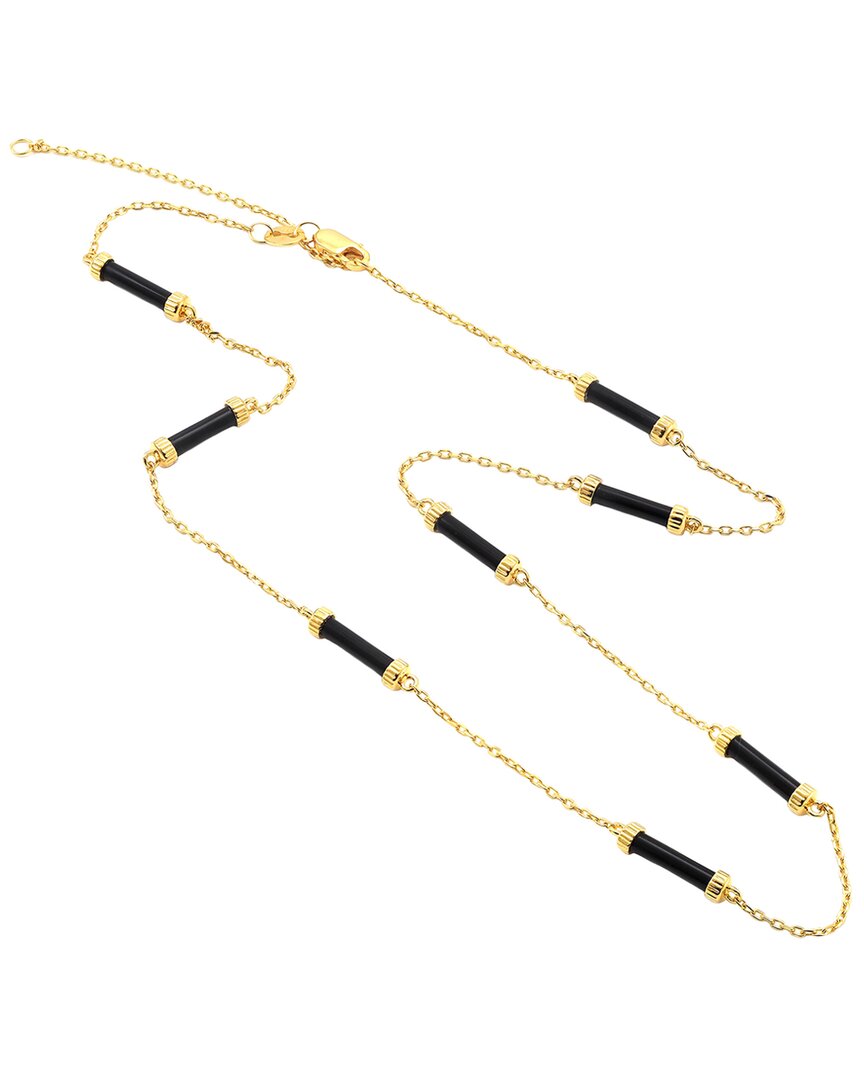 Gemstones Onyx Silver Necklace In Gold