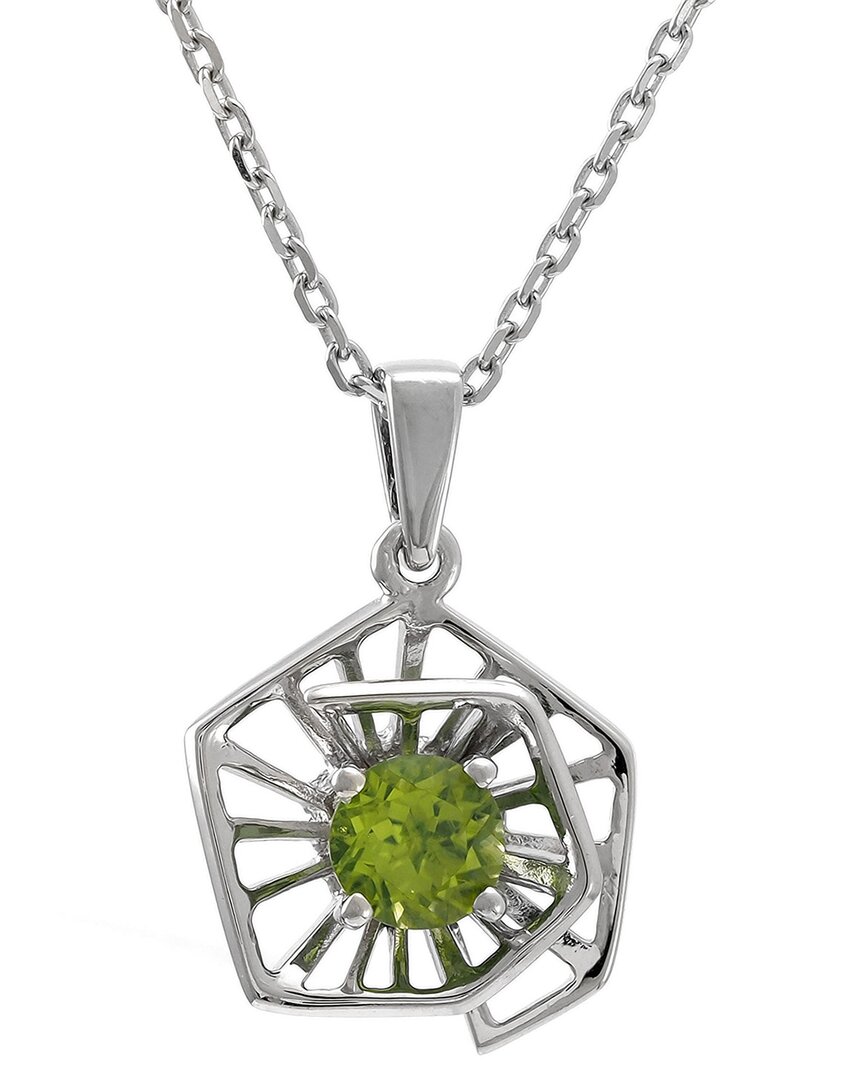 Gemstones 0.57 Ct. Tw. Peridot Silver Necklace In Metallic