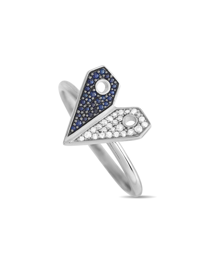 Gemstones 14k 0.08 Ct. Tw. Diamond & Sapphire Ring In Metallic