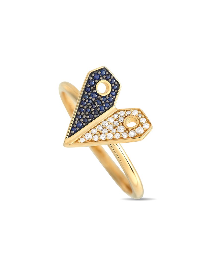 Gemstones 14k 0.08 Ct. Tw. Diamond & Sapphire Ring In Gold