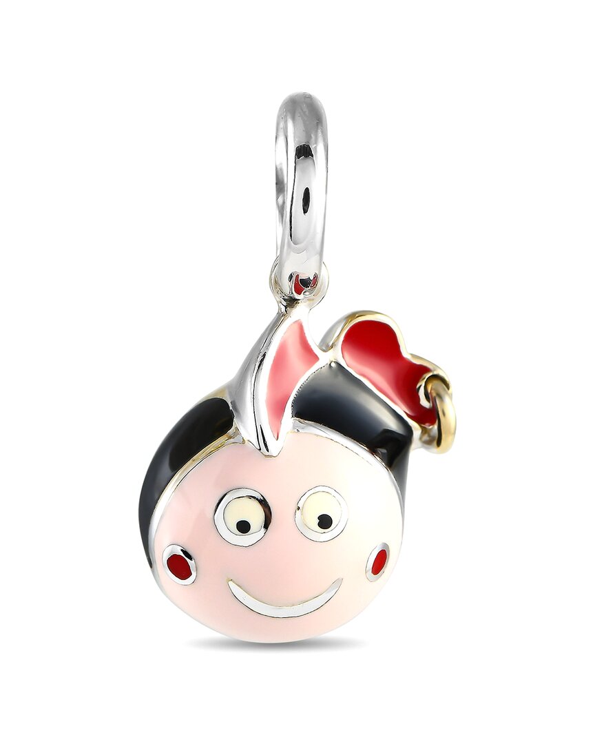 Aaron Basha 18k White Gold Enamel Diamond Girl Charm Ab35-111324 In Multi