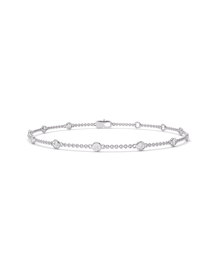 Lab Grown Diamonds 14k 0.75 Ct. Tw. Lab-grown Diamond Station Bracelet In Silver