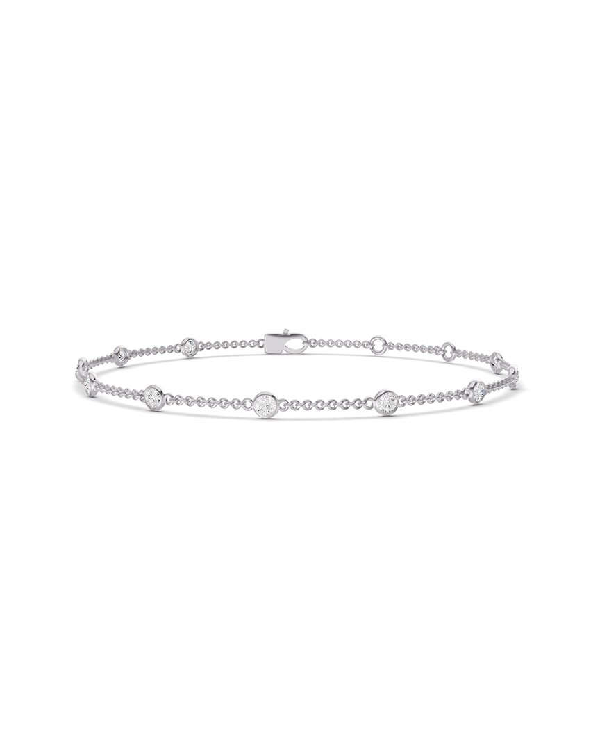Lab Grown Diamonds 14k 0.75 Ct. Tw. Lab-grown Diamond Station Bracelet In Silver
