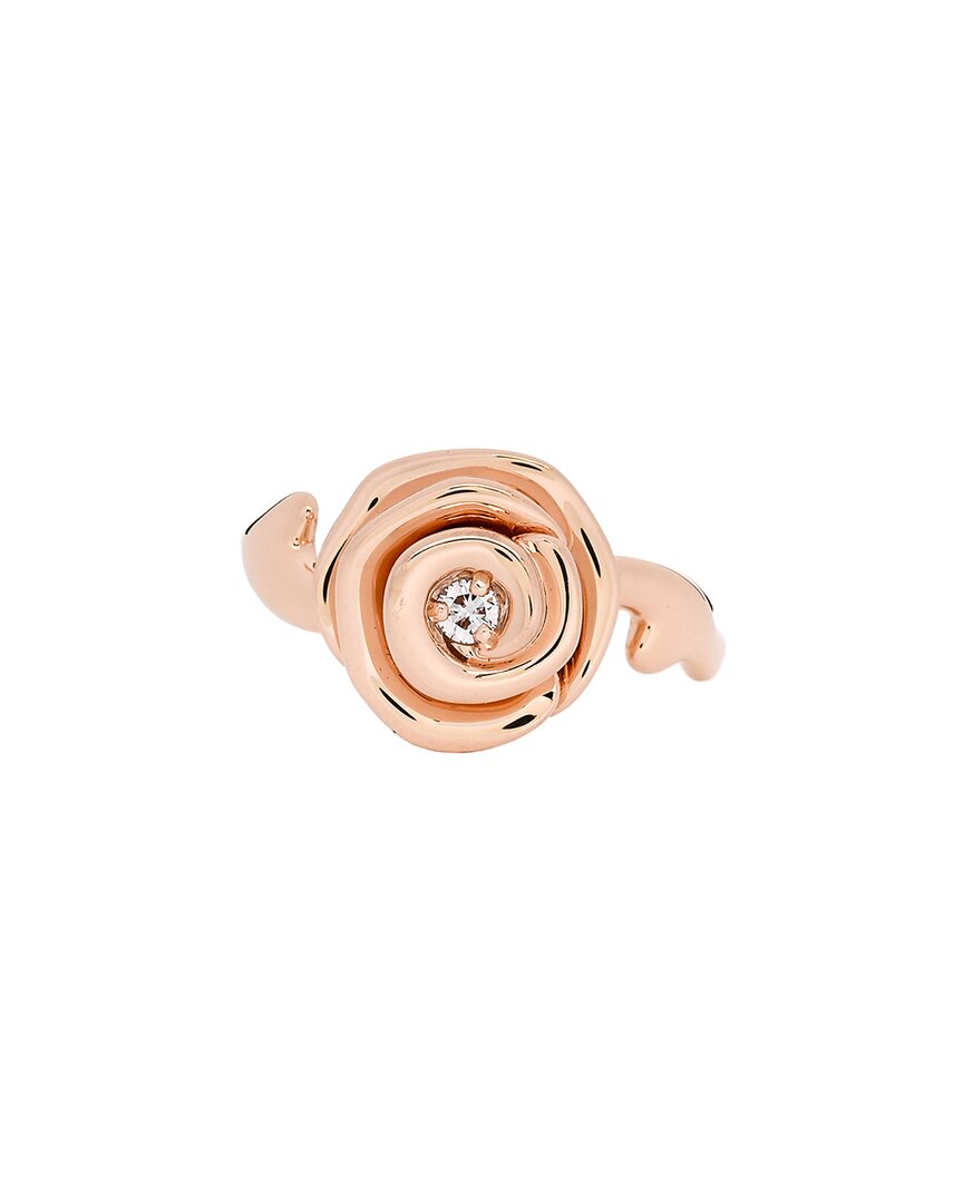 Dior 18k Rose Gold Diamond Large Rose Couture Ring 55 7.25 (authentic Pre-  Loved) In Gold